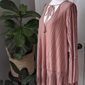 Free People Clay Pink Boho Mini Sleeve Dress